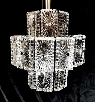 Vintage Italian Half-Crystal and Nickel-Plated Metal 12-Light Chandelier, 1960s-QRS-821631