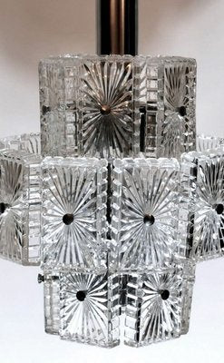 Vintage Italian Half-Crystal and Nickel-Plated Metal 12-Light Chandelier, 1960s-QRS-821631