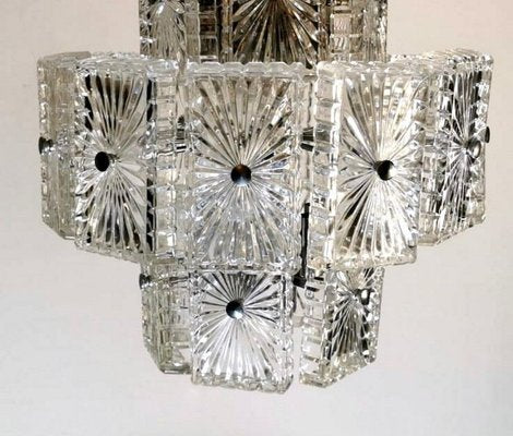 Vintage Italian Half-Crystal and Nickel-Plated Metal 12-Light Chandelier, 1960s-QRS-821631