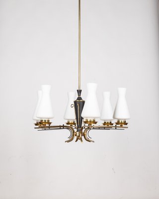 Vintage Italian Hanging Light in Brass and Glass, 1950s-IUC-1807902