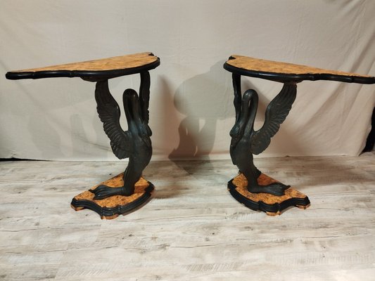 Vintage Italian Lacquered and Painted Console, Set of 2-IBO-1320324