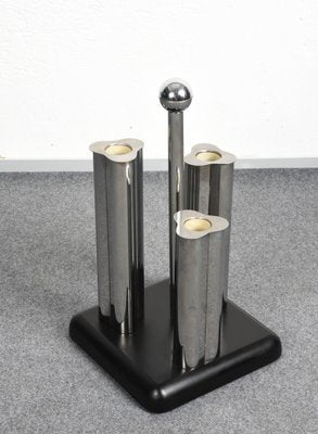 Vintage Italian Lacquered Wood and Metal Umbrella Stand in Black, 1970s-JDR-1126244