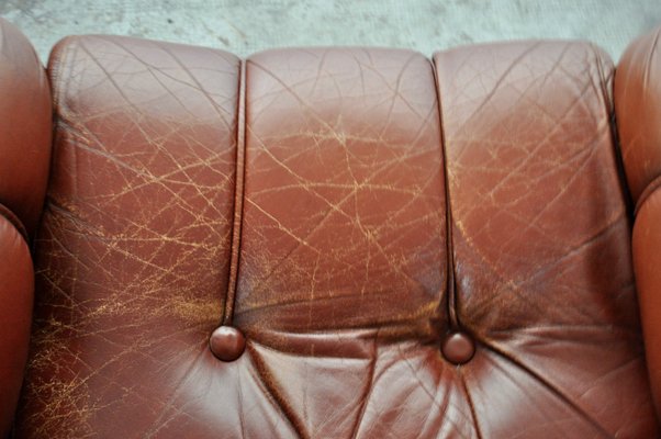 Vintage Italian Leather Sofas, 1970s, Set of 2-KNM-618359