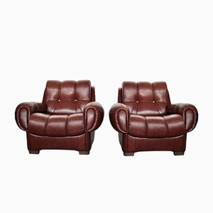 Vintage Italian Leather Sofas, 1970s, Set of 2-KNM-618359