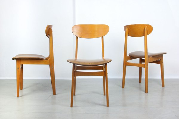 Vintage Italian Leatherette Dining Chairs, Set of 3-HGJ-1251280