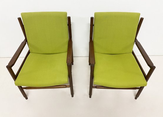 Vintage Italian Lime Cherry & Cotton Armchairs, 1970s, Set of 2-WIM-1279468