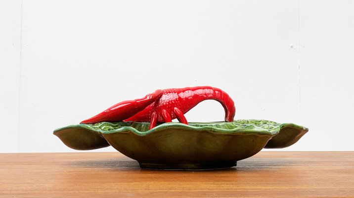 Vintage Italian Lobster Pottery Bowl Sculpture-UAH-951405