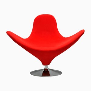 Vintage Italian Lounge Chair in Red Fabric-HDZ-1754218