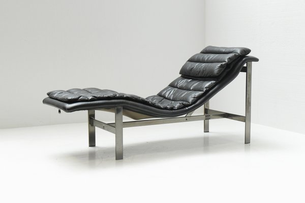 Vintage Italian Lounge Daybed in Black Leather-ZXL-1450089