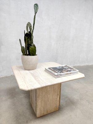 Vintage Italian Marble & Travertine Coffee Table-BW-1364129