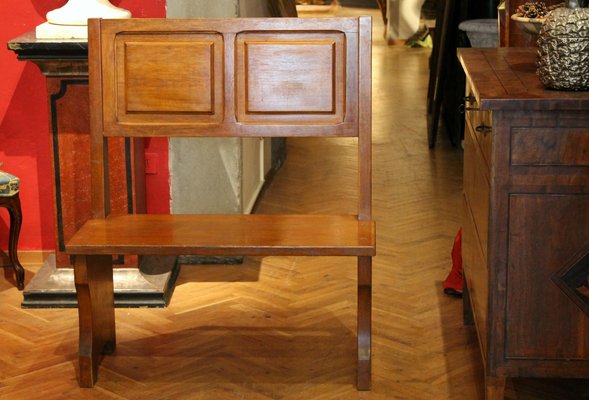 Vintage Italian Modern High Back Bench in Wood, 1950s-AXE-1433380