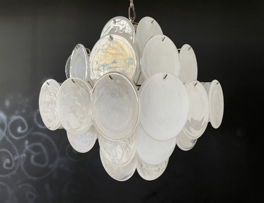 Vintage Italian Murano Chandelier with 36 White Disks, 1979-FHZ-974579