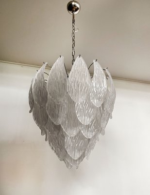 Vintage Italian Murano Chandelier with Frosted Carved Glass Leaves, 1990s-FHZ-1818530