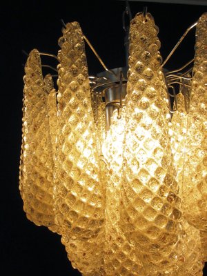 Vintage Italian Murano Glass Ceiling Lamp with 41 Amber Glass Petals, 1981-FHZ-659616