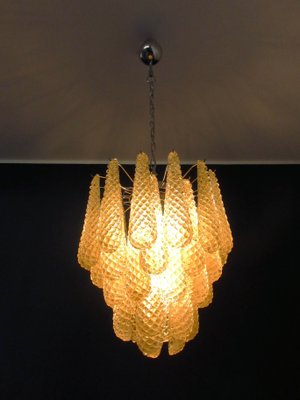 Vintage Italian Murano Glass Ceiling Lamp with 41 Amber Glass Petals, 1981-FHZ-659616