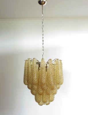 Vintage Italian Murano Glass Ceiling Lamp with 41 Amber Glass Petals, 1981-FHZ-659616