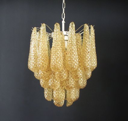 Vintage Italian Murano Glass Ceiling Lamp with 41 Amber Glass Petals, 1981-FHZ-659616