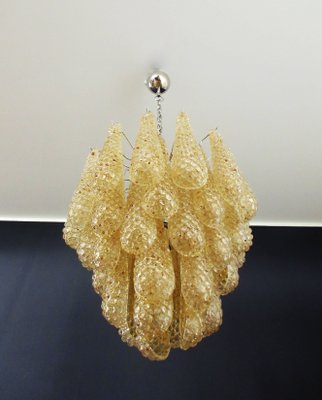 Vintage Italian Murano Glass Ceiling Lamp with 41 Amber Glass Petals, 1981-FHZ-659616