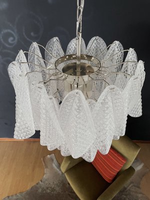 Vintage Italian Murano Glass Chandelier with 41 Rondini Glass Petals, 1980s-FHZ-965720