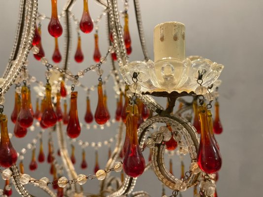 Vintage Italian Murano Glass Crystal Macaroni Beaded Chandelier, 1950s-JJC-1431944