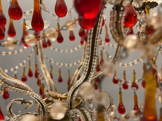 Vintage Italian Murano Glass Crystal Macaroni Beaded Chandelier, 1950s-JJC-1431944