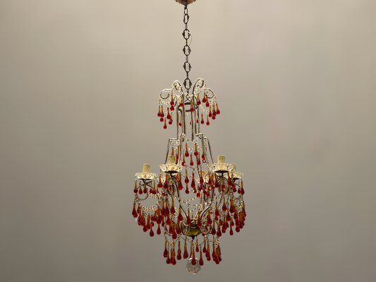 Vintage Italian Murano Glass Crystal Macaroni Beaded Chandelier, 1950s-JJC-1431944