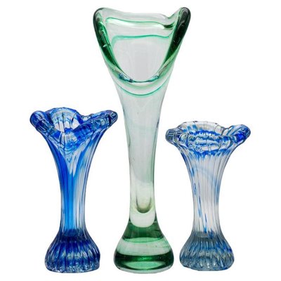 Vintage Italian Murano Glass Vases, 1970, Set of 3-VDW-2026340