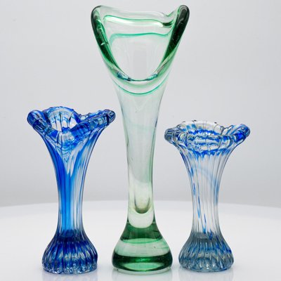 Vintage Italian Murano Glass Vases, 1970, Set of 3-VDW-2026340