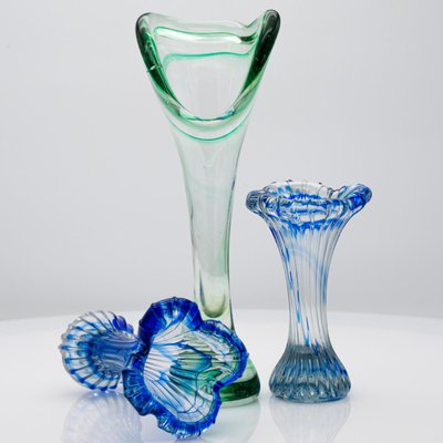 Vintage Italian Murano Glass Vases, 1970, Set of 3-VDW-2026340