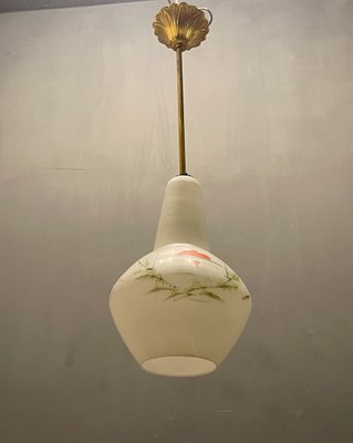 Vintage Italian Opaline Glass Pendant Light, 1950s-JJC-1383499