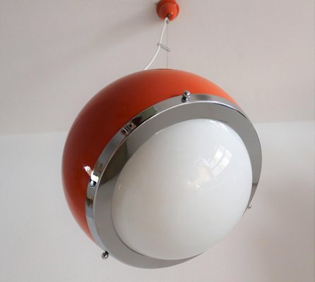 Vintage Italian Pendant Lamp in Glass and Aluminium, 1960s-VNE-966012