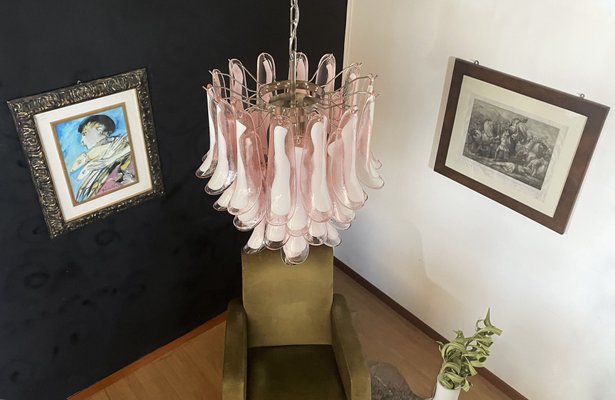 Vintage Italian Pink Murano Glass Chandelier from Mazzega, 1980s-FHZ-968724