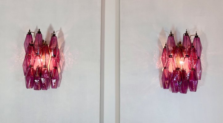 Vintage Italian Poliedri Amethyst Pulegoso Murano Glass Wall Sconces, 1990, Set of 2-FHZ-2021259