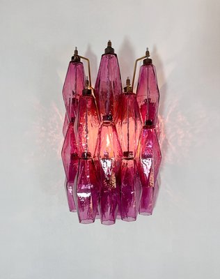 Vintage Italian Poliedri Amethyst Pulegoso Murano Glass Wall Sconces, 1990, Set of 2-FHZ-2021259