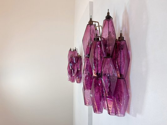 Vintage Italian Poliedri Amethyst Pulegoso Murano Glass Wall Sconces, 1990, Set of 2-FHZ-2021259