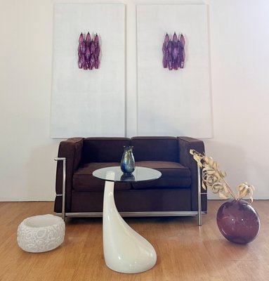 Vintage Italian Poliedri Amethyst Pulegoso Murano Glass Wall Sconces, 1990, Set of 2-FHZ-2021259