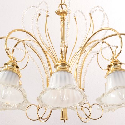 Vintage Italian Polished Gold Plated Brass Murano Glass and Swarovski Crystal Chandelier, 1960s-MPO-1078680