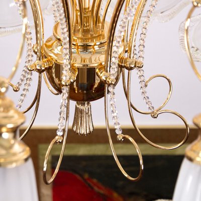 Vintage Italian Polished Gold Plated Brass Murano Glass and Swarovski Crystal Chandelier, 1960s-MPO-1078680