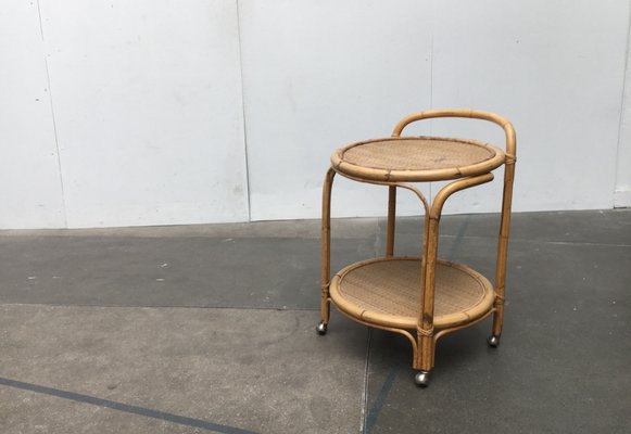 Vintage Italian Rattan & Bamboo Serving Trolley from Dal Vera-UAH-851085