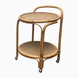 Vintage Italian Rattan & Bamboo Serving Trolley from Dal Vera-UAH-851085