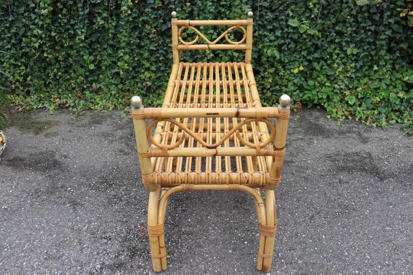 Vintage Italian Rattan Bench, 1960-KMQ-2040295