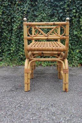 Vintage Italian Rattan Bench, 1960-KMQ-2040295