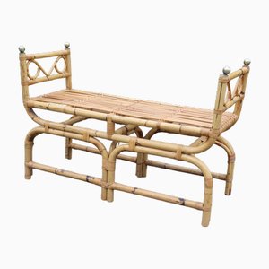 Vintage Italian Rattan Bench, 1960-KMQ-2040295