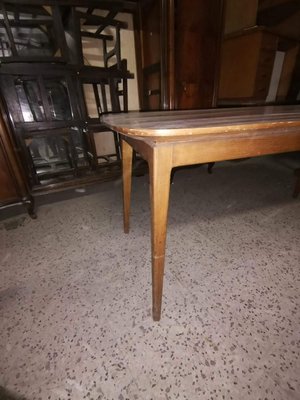 Vintage Italian Rectangular Dining Table with Oval Top, 1950s-RAQ-655162