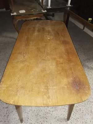 Vintage Italian Rectangular Dining Table with Oval Top, 1950s-RAQ-655162