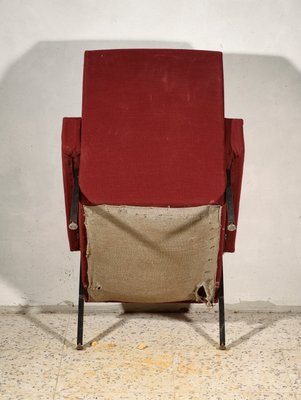 Vintage Italian Red & Black Iron Lounge Chair with Square Arms, 1960s-RAQ-800740