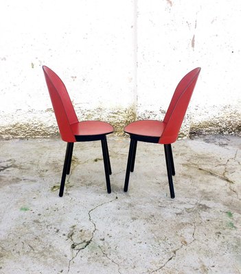 Vintage Italian Red Leather Dining Chairs from Zanotta, 1980s, Set of 2-PUG-786636