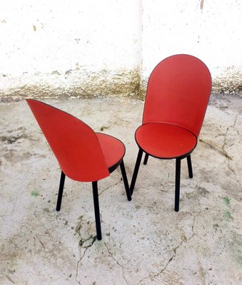 Vintage Italian Red Leather Dining Chairs from Zanotta, 1980s, Set of 2-PUG-786636