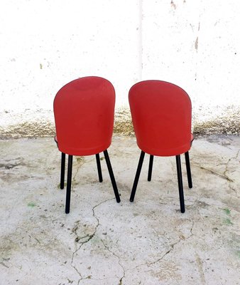 Vintage Italian Red Leather Dining Chairs from Zanotta, 1980s, Set of 2-PUG-786636