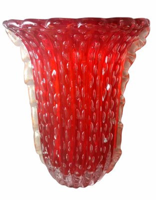 Vintage Italian Red Murano Glass Vase from Barovier & Toso, 1955-QRS-1750435